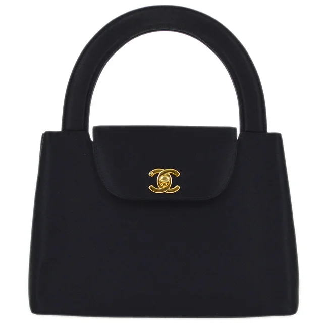Chanel 1997-1999 Black Satin Handbag in Black Satin from AMORE Vintage Tokyo