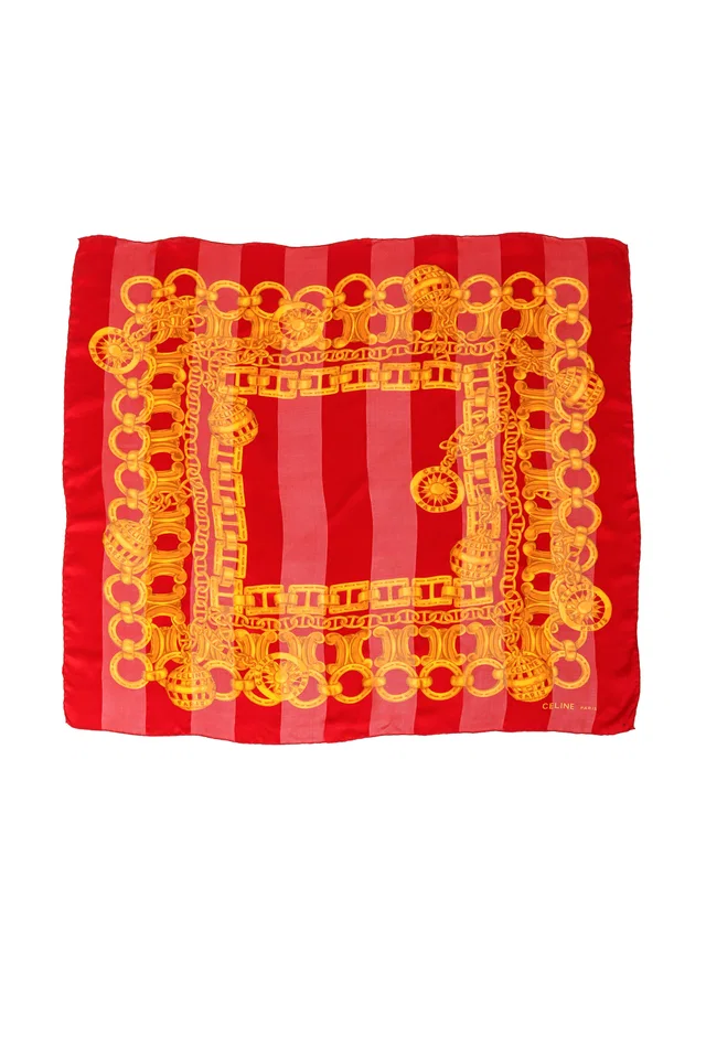 Celine Striped Chain Link Print Scarf in Silk from Recess LA
