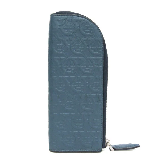 Ferragamo Gancini Leather Pen Case (Blue) JL-66 1148 in Blue Leather from Elady