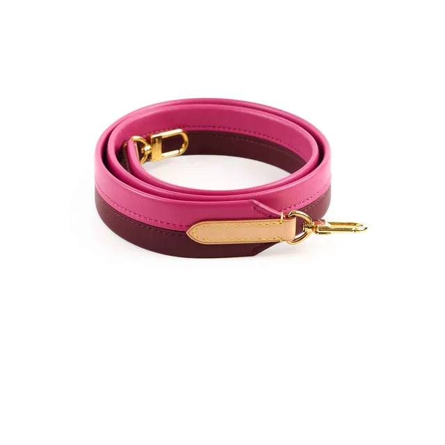 Louis Vuitton Two Tone Leather Strap Fuchshia/Burgundy in Burgundy Leather from The Purse Affair