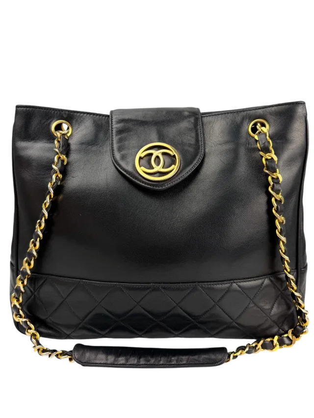 Chanel Vintage Tote 24k Hardware in Black Lambskin from Season 2 Consign, photo 1 of 1