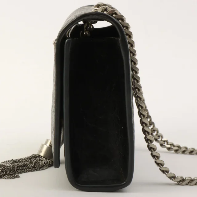 Saint Laurent Croco Embossed Kate Tassel Small Chain Shoulder Bag Black in Black Leather from VINTAGE QOO TOKYO, photo 4 of 14