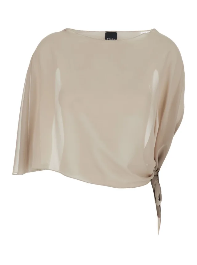 Leplain Beige Stole with side knot in Tech Fabric Woman in Beige 100% Polyester, image 1 of 1 from Gaudenzi Boutique