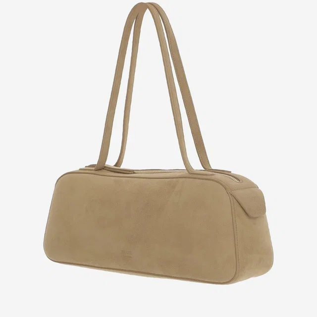 Khaite Simona Shoulder Bag — Beige Kid Leather (suede) in Beige Suede from HEWI