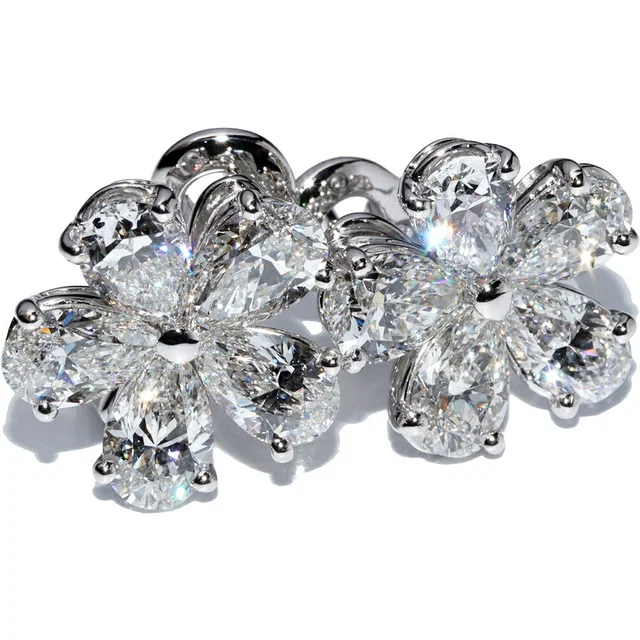 Bvlgari 18K White Gold Flora Flower Earrings in White Calfskin from LuxUness
