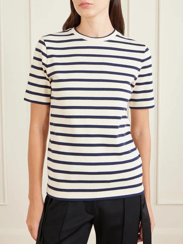 JIL SANDER Striped cotton T-shirt in Beige, photo 2 of 2 from NET-A-PORTER (Canada)