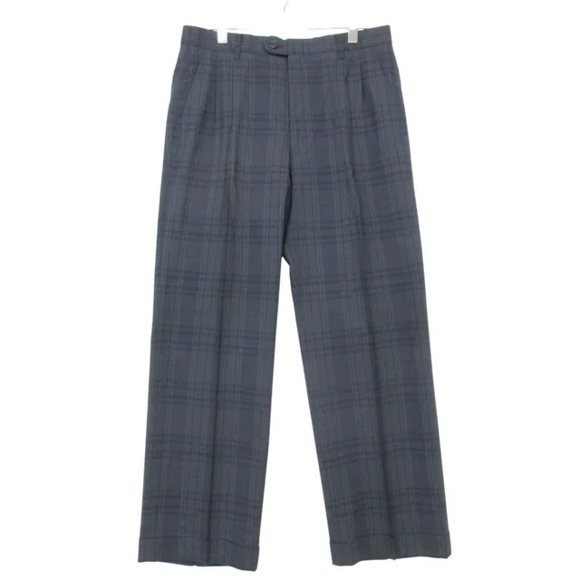 Dior Pants Trousers Tuck Pleated Black Watch Pattern Zip Fly Navy in Black from The Reluxe