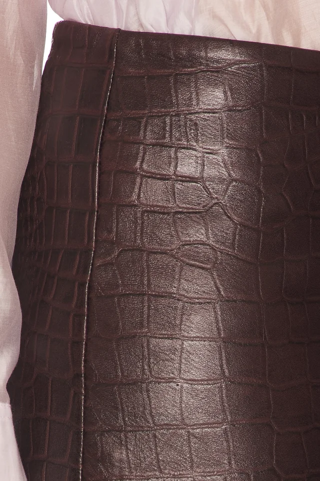 Helsa Micro Mini in Leather With Croc Emboss in Fudge, photo 6 of 6 from REVOLVE (Canada)