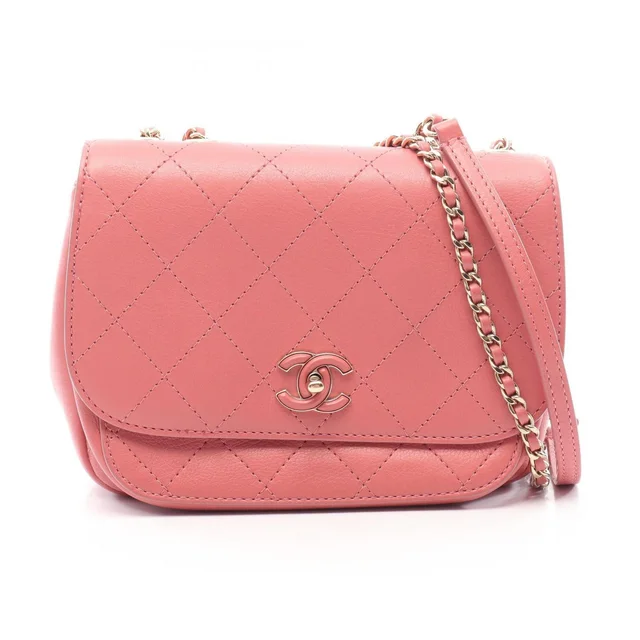 Chanel Shoulder Bag Quilted Smoked Pink Lambskin Small Chain in Pink Lambskin from The Reluxe