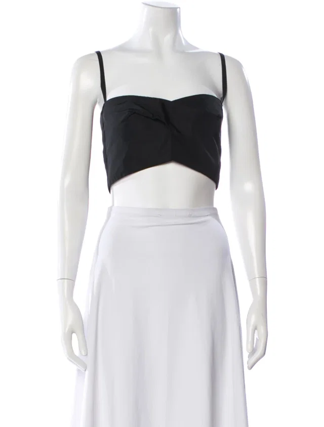 Jil Sander Square Neckline Sleeveless Crop Top in black from The RealReal