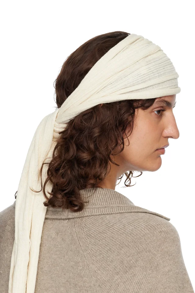 Lauren Manoogian Off-White Plisse Headband, photo 3 of 4 from SSENSE