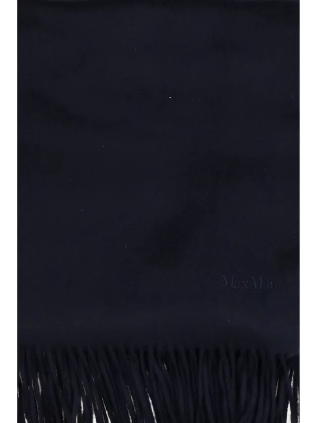Max Mara Baci Scarf — Navy Cashmere Scarfs in Navy Cashmere from HEWI