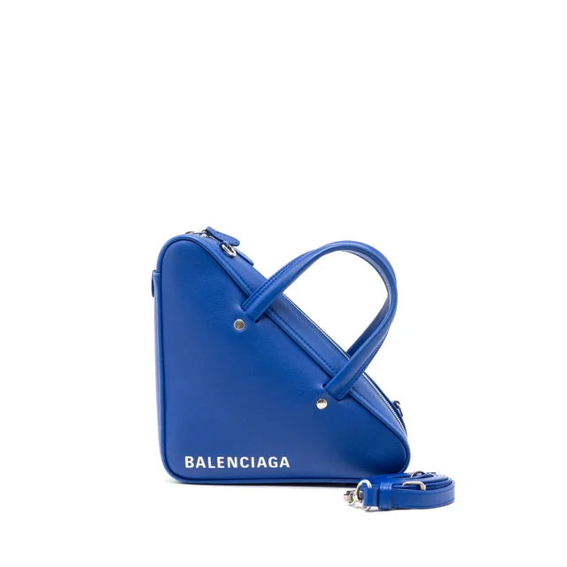 Balenciaga Triangle Duffle Bag Calfskin Blue SHW in Blue Calfskin from EMIER