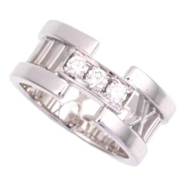 Tiffany & Co. 18K Open Atlas Ring #49 White Gold in White from VINTAGE QOO TOKYO