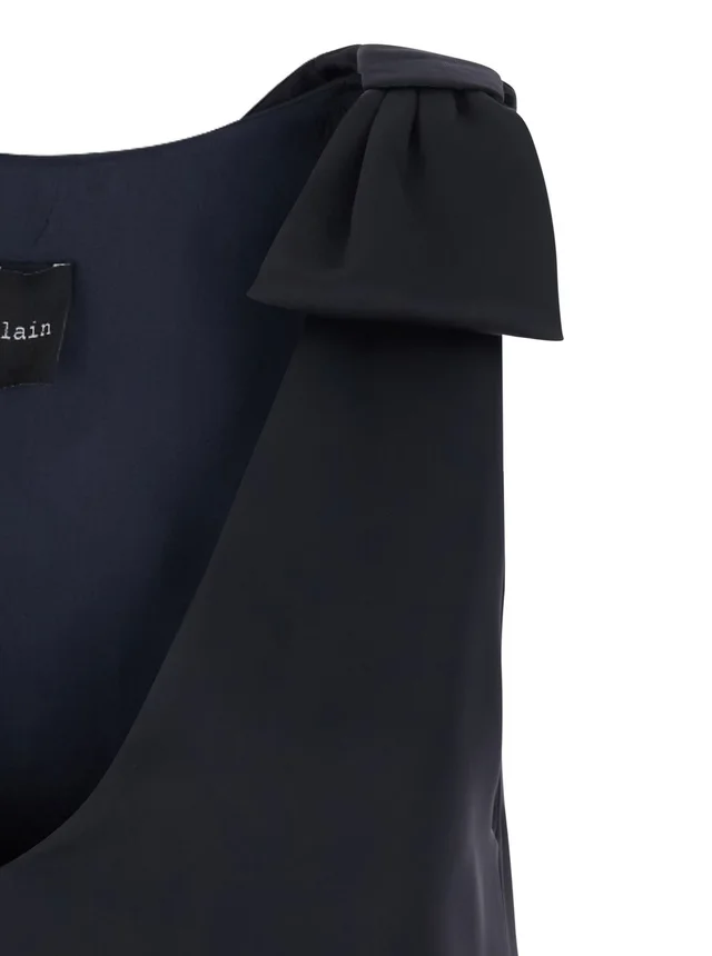 Leplain Long Dark Blue Dress with V-Neck and Side Slits in Women's Fabric in Blue 100% Polyester, photo 6 of 6 from Gaudenzi Boutique