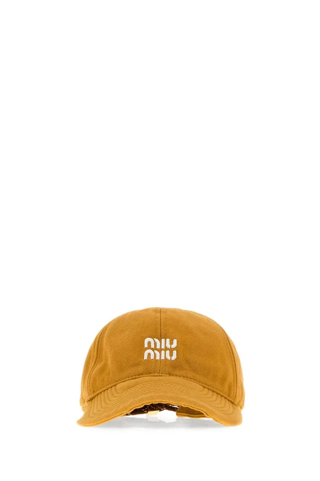 Miu Miu Hat Cotton Baseball Cap — Yellow Caps in Yellow from HEWI