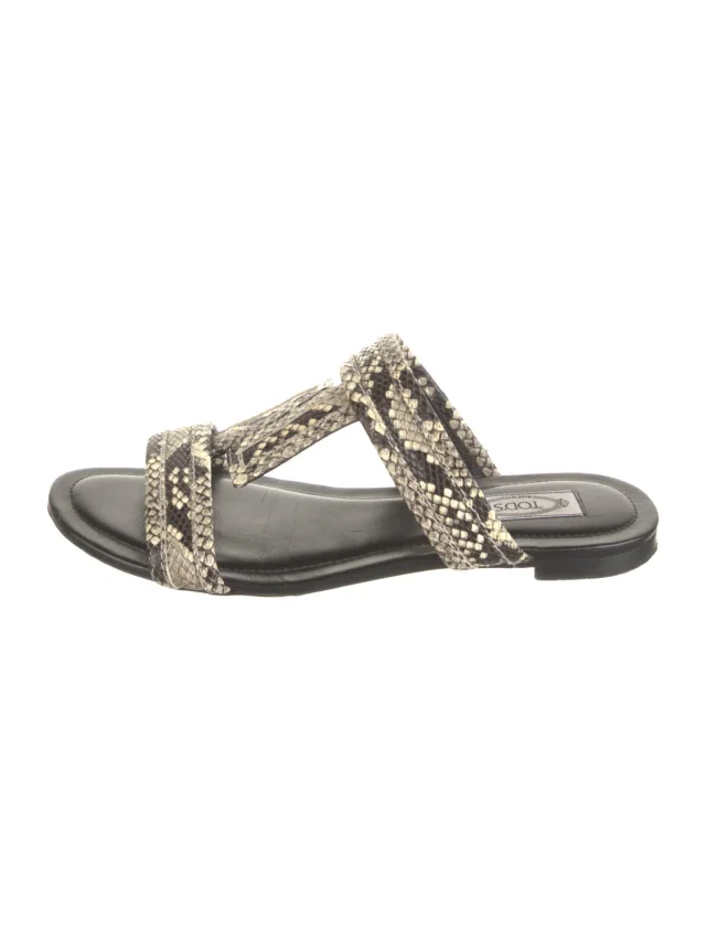 Tod's Embossed Leather Animal Print Sandals in multicolor Leather from The RealReal