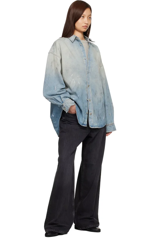 Acne Studios Blue Paint Splatter Denim Shirt, photo 4 of 4 from SSENSE