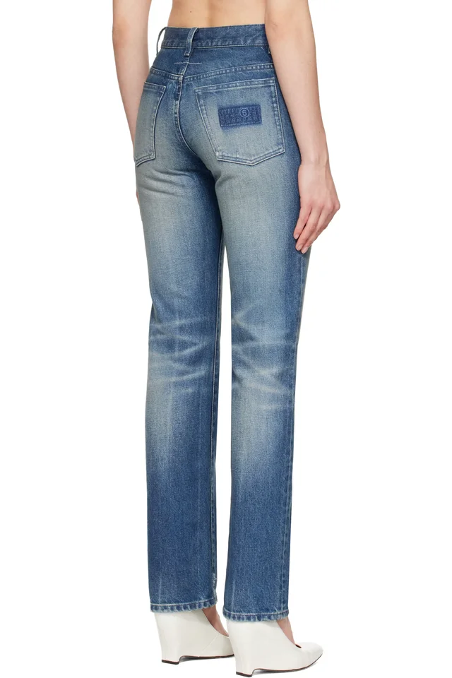 MM6 Maison Margiela Blue Straight-Leg Jeans, photo 3 of 4 from SSENSE