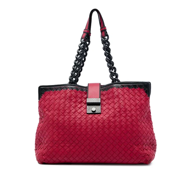 Red Bottega Veneta Nappa Intrecciato Karung Glass Tote in Red Nappa leather from Designer Revival