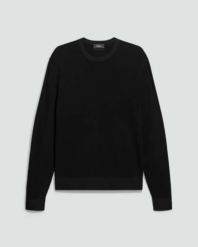 Theory Riland Crewneck Sweater in Light Bilen in BLACK, photo 7 of 14 from Theory