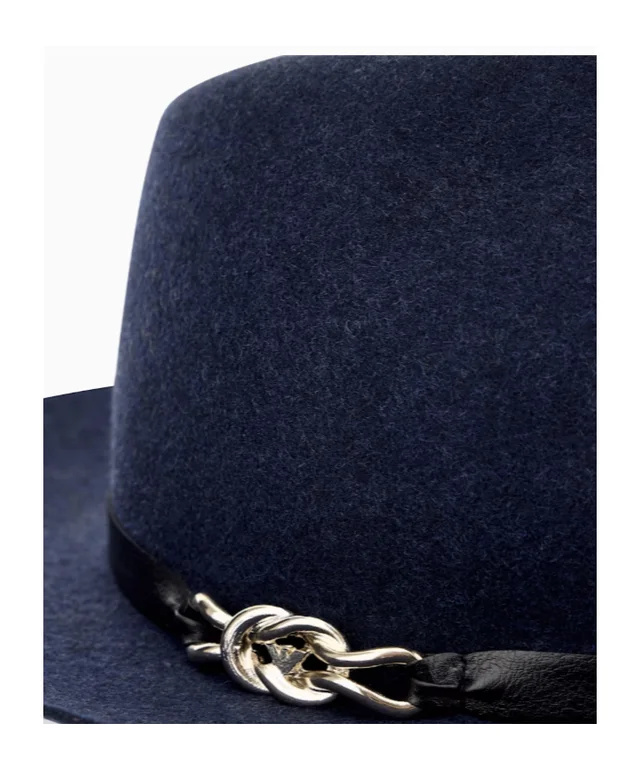 Emporio Armani Merino wool fedora hat with a leather band and chain detail, image 1 of 1 from SENSER