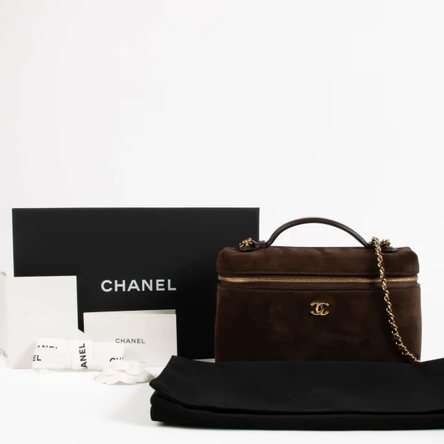 Chanel 26A Dark Brown Suede Large Vanity With Chain in Brown Suede from Labellov, photo 2 of 4