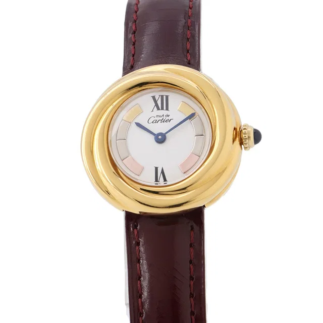 Cartier Mast Trinity Vermeil W27mm SV925 Leather White DialW1010644 in White Leather from GALLERY RARE