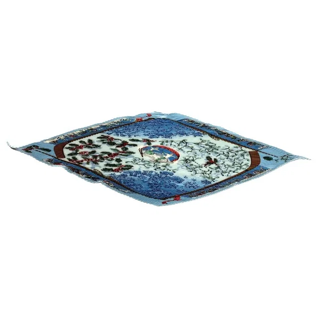Hermès Pleated Carre 90 Neige D'antan Last Year's Snow Scarf Blue in Blue from The Reluxe
