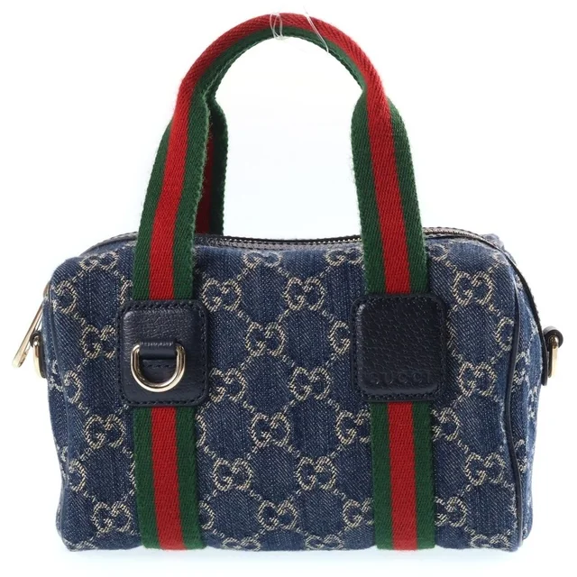 Gucci GG Denim Shoulder Bag Sherry Line Blue in Blue Denim from The Reluxe