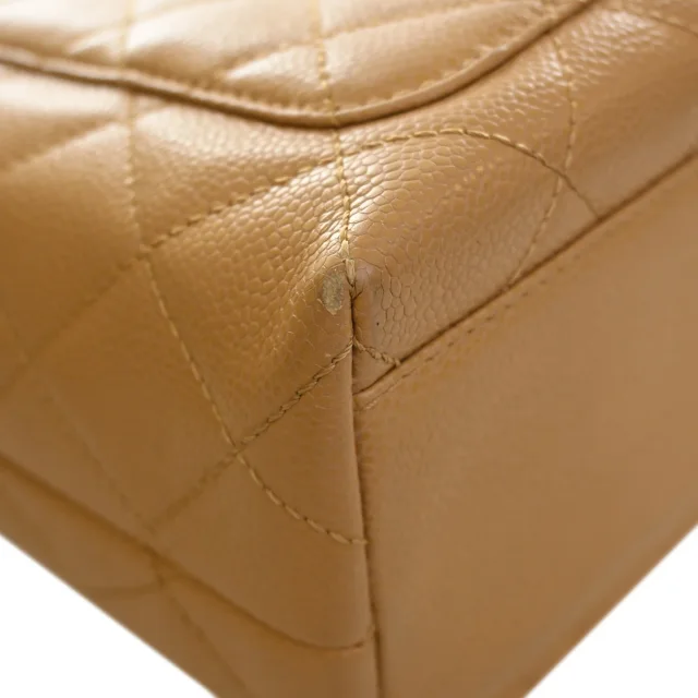 Beige Chanel CC Quilted Caviar Kelly Top Handle Bag Handbag in Beige Caviar leather from Designer Revival, photo 9 of 15