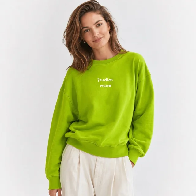 Acne Studios Neon Lime Green Mirrored Logo Sweatshirt Small in green from Poshmark