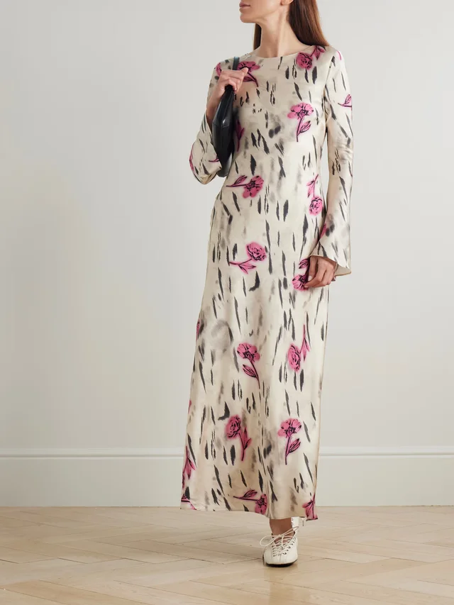 GANNI Open-back floral-print satin maxi dress, photo 2 of 2 from NET-A-PORTER (Canada)