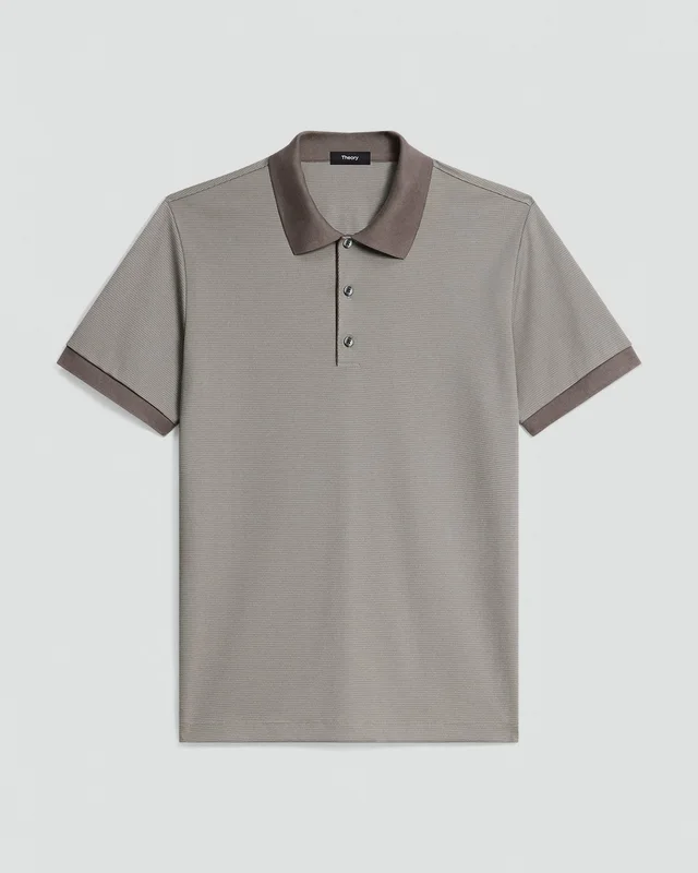 Theory Polo Shirt in Cotton-Blend Jacquard in MOREL MULTI 56% Pima Cotton, 44% Polyester, photo 8 of 12 from Theory