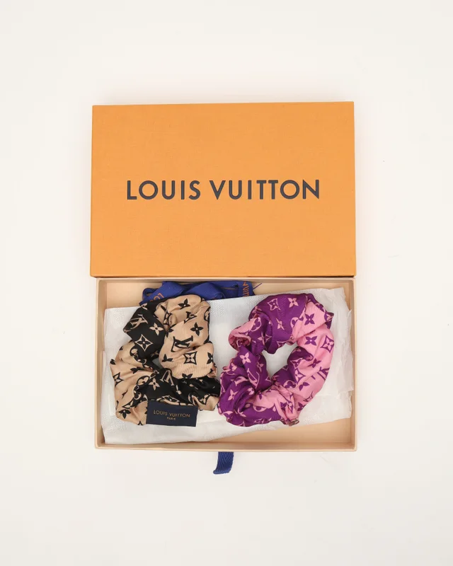 Louis Vuitton Set Of 2 Silk Hair Scrunchies in Silk from A Retro Tale, photo 2 of 5