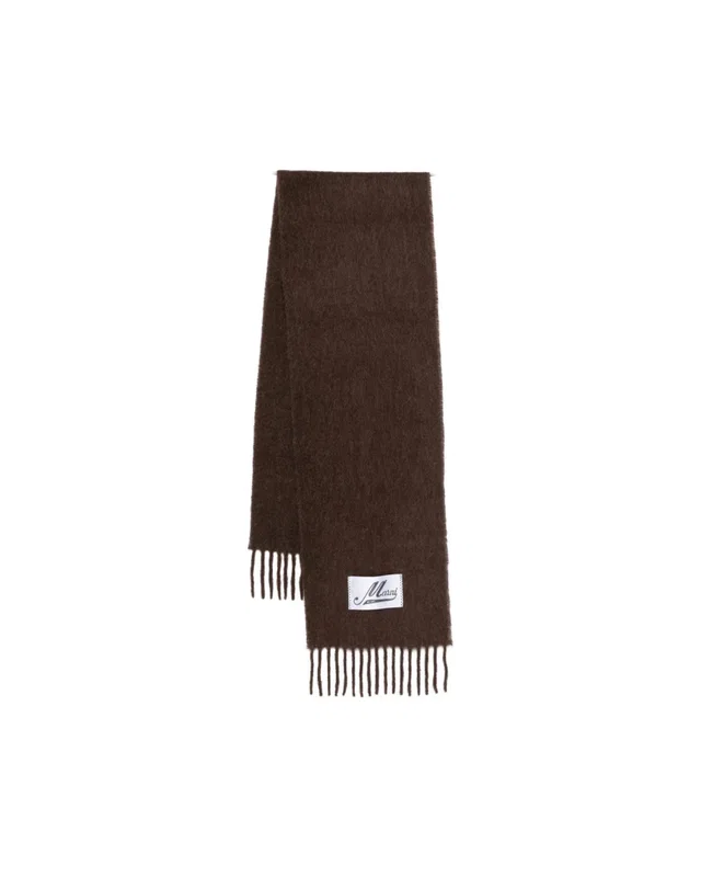 Marni Fringed Alpaca Scarf — Brown Scarfs in Brown Woven leather from HEWI
