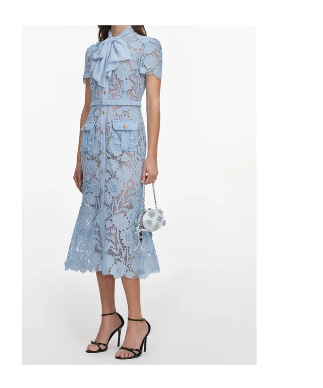 Self-Portrait Lace Tie Neck Midi Dress, photo 5 of 9 from SENSER