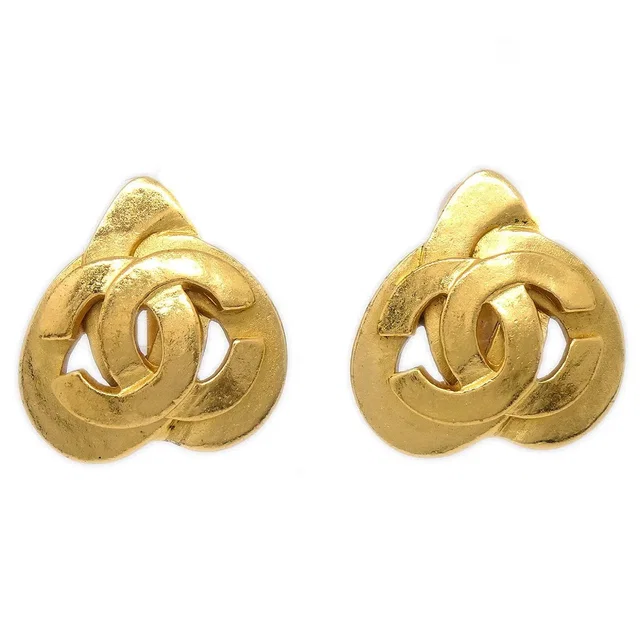 Chanel 1997 Heart Earrings Gold Large in Gold from AMORE Vintage Tokyo