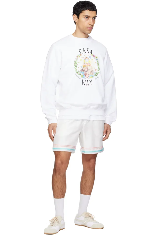 Casablanca White Dance Joy Silk Shorts, photo 4 of 4 from SSENSE