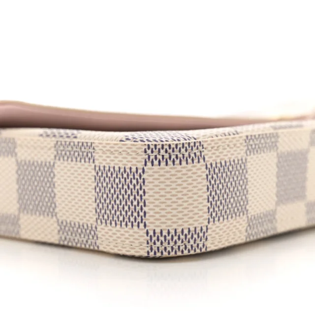 Louis Vuitton Damier Azur Pochette Felicie Chain Wallet Rose Ballerine in Pink Coated canvas from FASHIONPHILE, photo 10 of 12