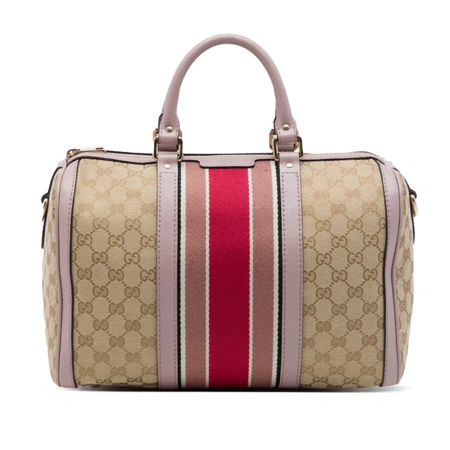 Beige Gucci Medium GG Canvas Web Joy Boston Bag Satchel in Beige Canvas from Designer Revival, photo 1 of 1