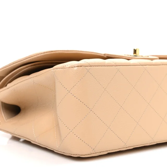 Chanel Caviar Quilted Jumbo Double Flap Beige in Beige Caviar leather from FASHIONPHILE, photo 8 of 9