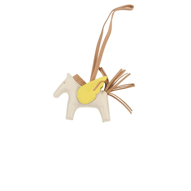 Hermès Rodeo Pegase PM Bag Charm Craie /Chai/Lime - Z stamp in White Leather from The Purse Affair