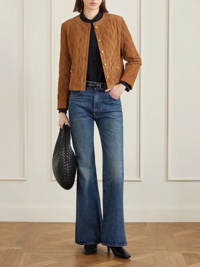NILI LOTAN Amy quilted suede jacket in Beige, photo 2 of 2 from NET-A-PORTER (Canada)