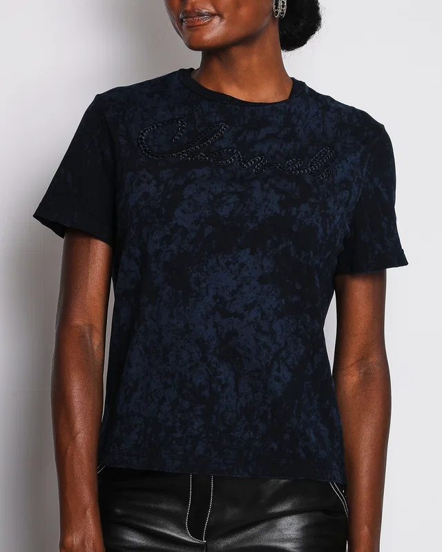 Chanel 20/S Navy Signature CC Logo Plaque T-Shirt Size FR 34 (UK 6) in Navy from Sellier
