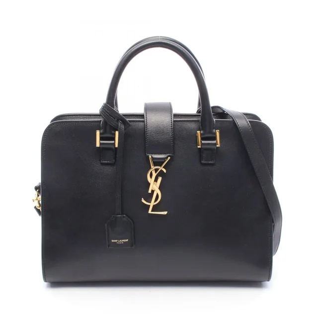 Saint Laurent Handbag Monogram Cabas 2-Way Black Leather Small in Black Leather from The Reluxe