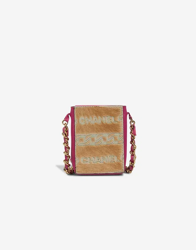 Chanel Crossbody Bag Micro Pony Hair / Lamb Pink / Beige in Beige, Multicolour, Pink Lambskin from SACLÀB