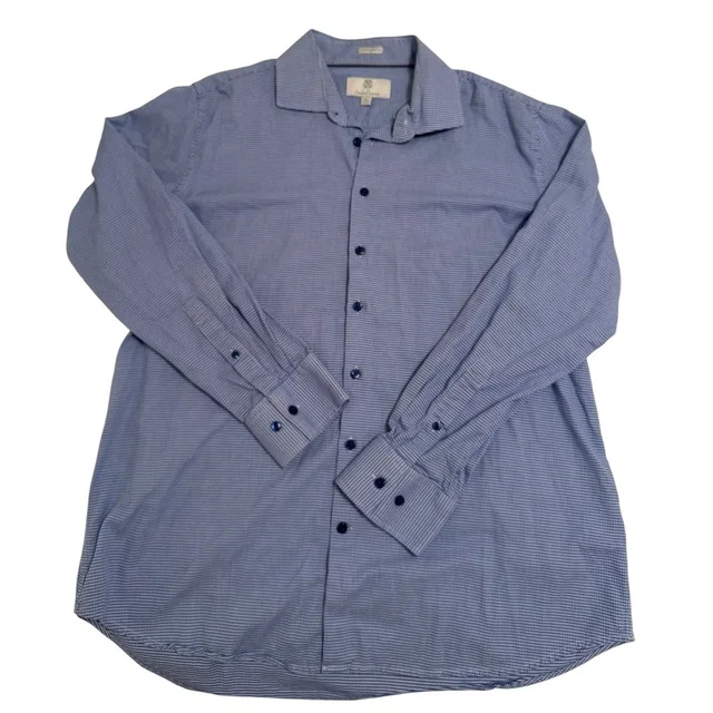 Christian Lacroix Mens Xl 17.5 Blue Geometric Button Down Contemporary Fit Shirt in blue from Poshmark