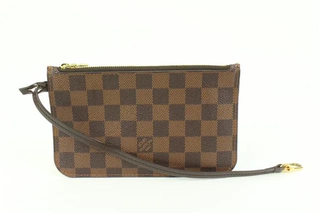 Louis Vuitton Damier Ebene Neverfull Pochette PM Wristlet Pouch in Brown Canvas from Bagriculture
