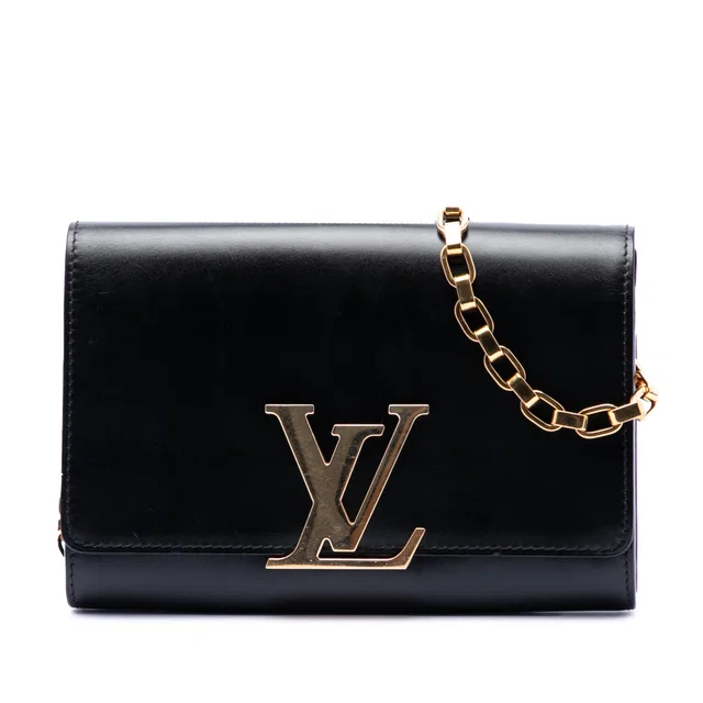 Black Louis Vuitton Louise Chain GM Shoulder Bag in Black Leather from Designer Revival